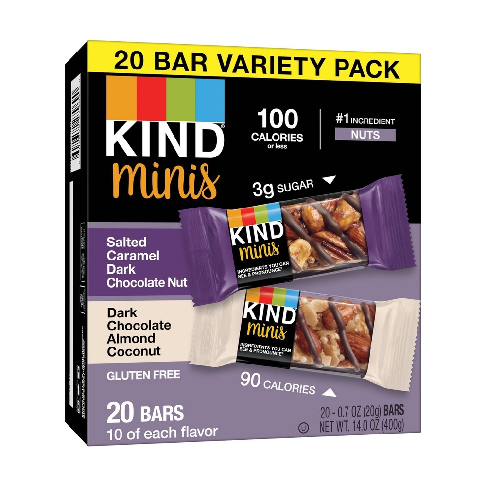 KIND Minis Dark Chocolate Nut Bars Variety - Trans Fat Free, Gluten-free, Low Glycemic, Low Sodium - Dark Chocolate Almond & Coc