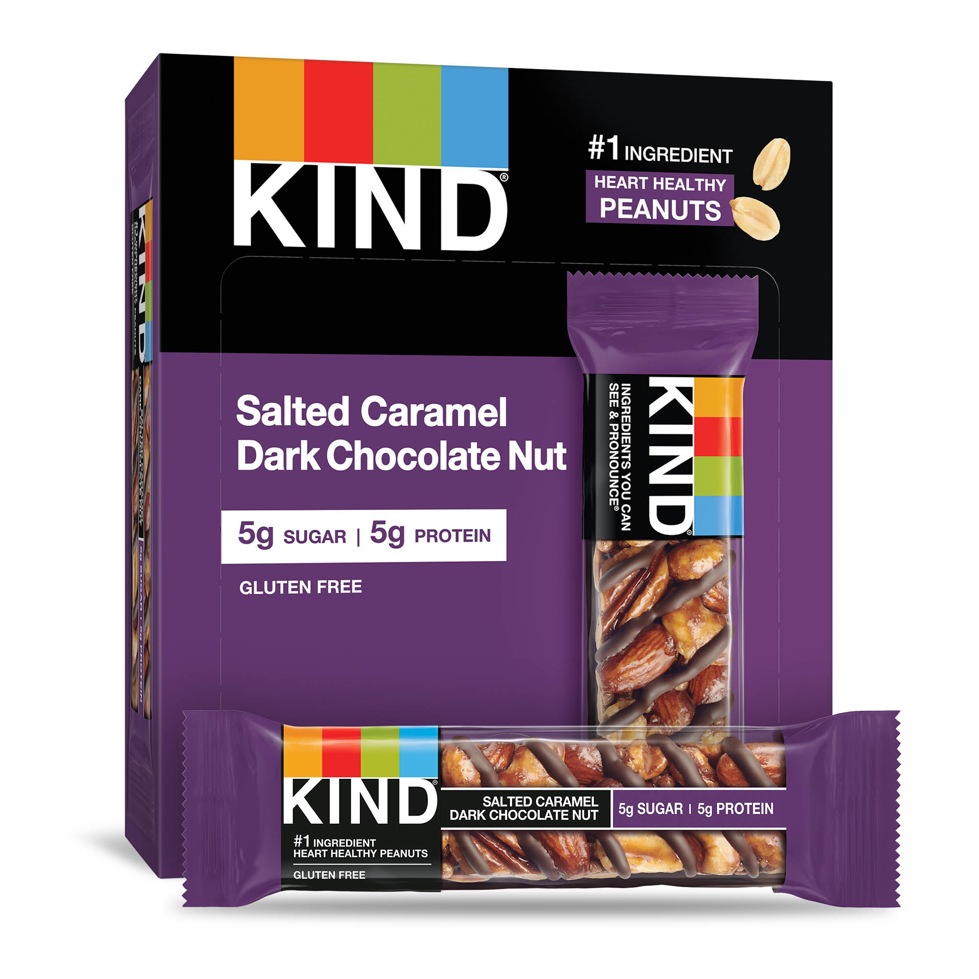 KIND Salted Caramel Dark Chocolate Nut Bars - Gluten-free, Trans Fat Free, Sulfur dioxide-free, Low Sodium, No Artificial Flavor
