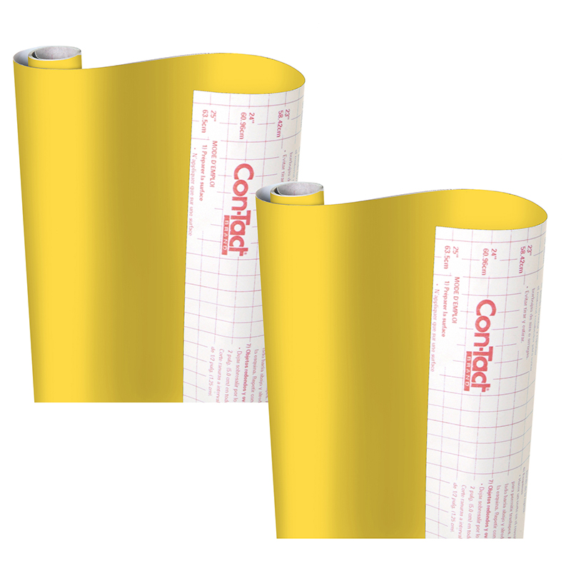 Creative Covering Adhesive Covering, Yellow, 18" x 16 ft, Pack of 2