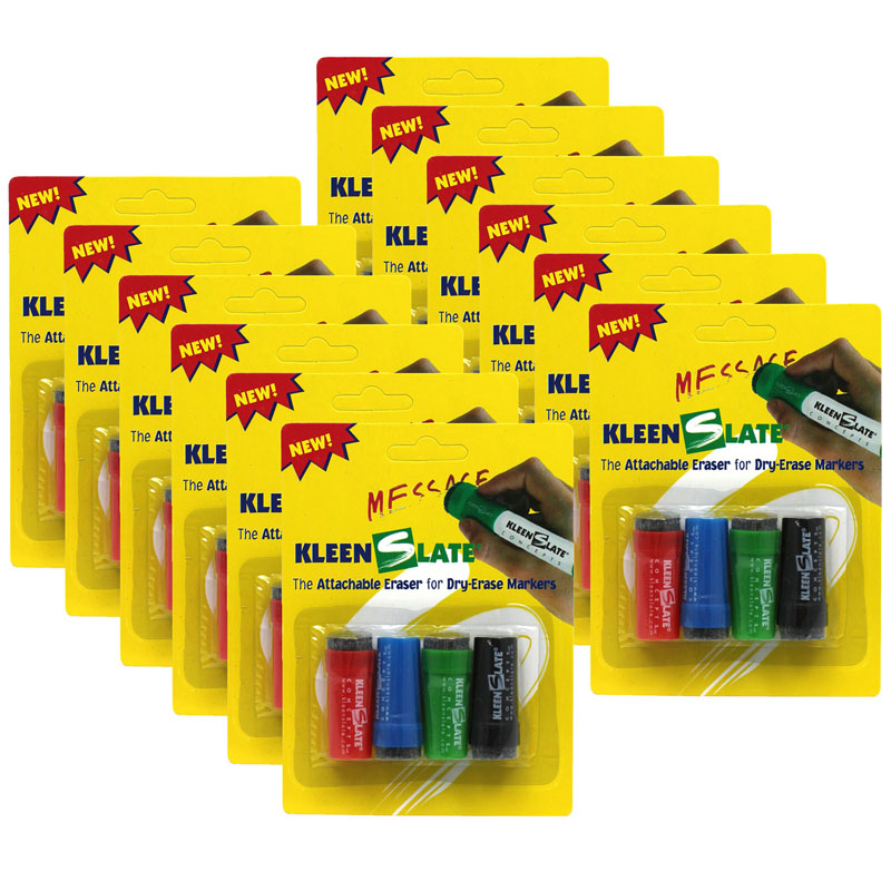 Attachable Erasers for Dry-Erase Markers, 4 Per Pack, 12 Packs