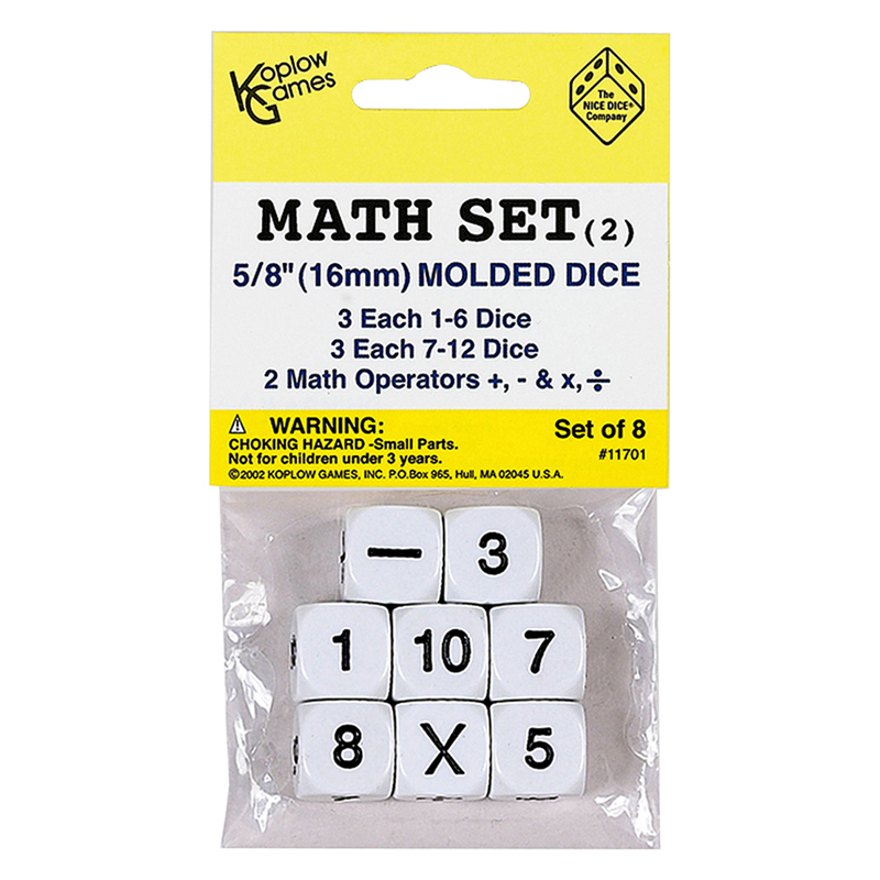 Whole Number Dice, Set of 8