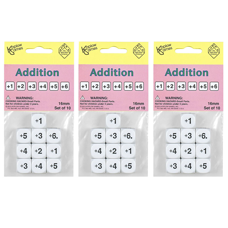 Addition Dice, 10 Per Pack, 3 Packs