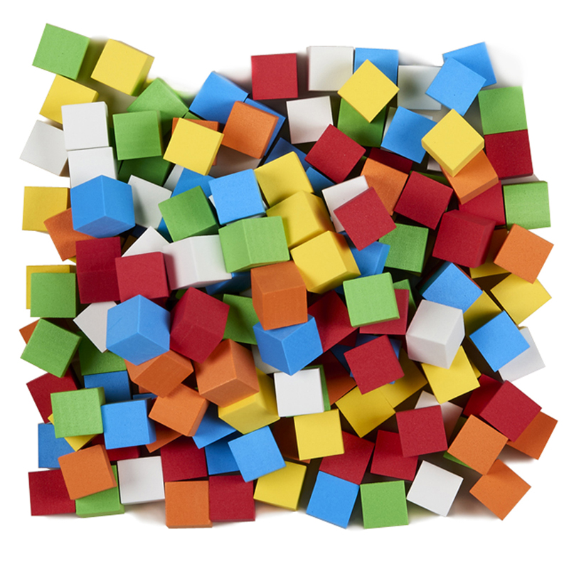 Foam Blank Dice, Assorted Color, 16mm, Bag of 200