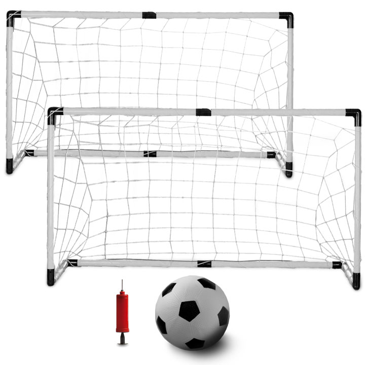 Set of Two Youth Soccer Goals with Soccer Ball and Pump