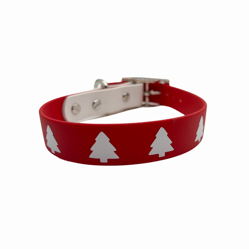Biothane Buckle Dog Collar - Large 15-17 inches Christmas Tree