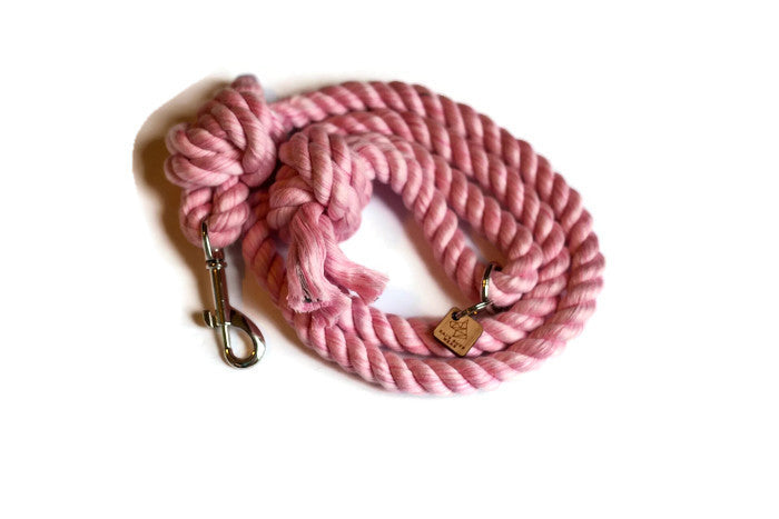 Knotted Rope Dog Leash - Traffic Lead (2 ft) Light Pink