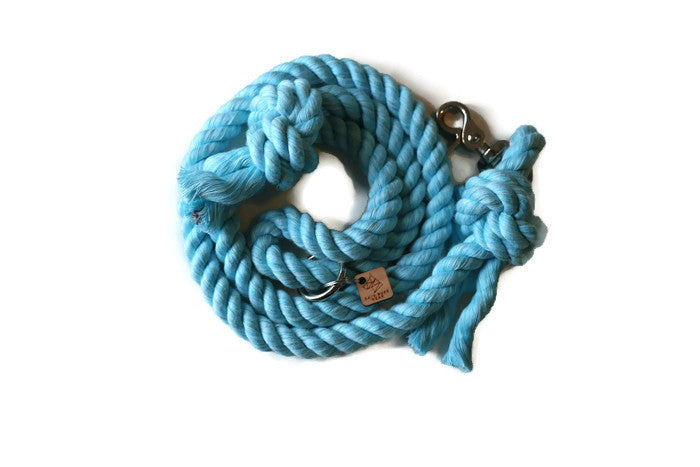 Knotted Rope Dog Leash - 4 ft Aqua
