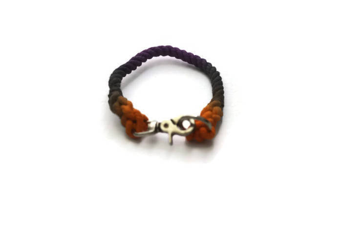 Rope Dog Collar - 18 inches Black, Orange, and Purple