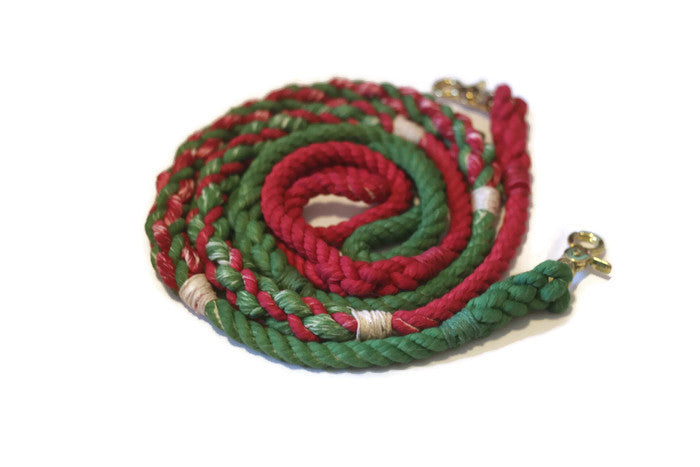 Rope Dog Leash - 4 ft Green and Red