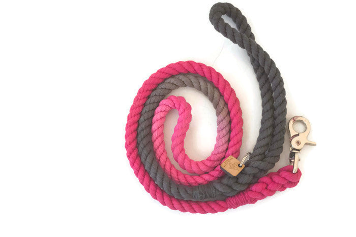 Rope Dog Leash - 4 ft Pink and Grey