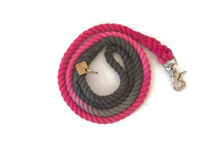 Rope Dog Leash - 5 ft Pink and Grey
