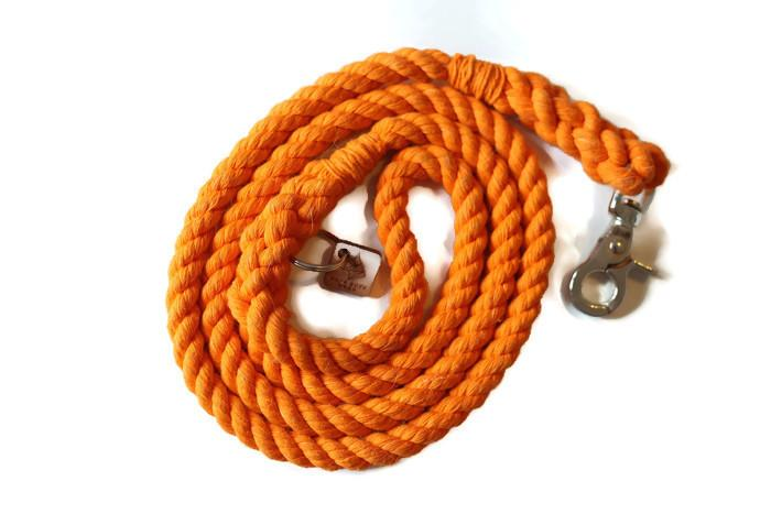 Single Color Rope Dog Leash - 4 ft Orange