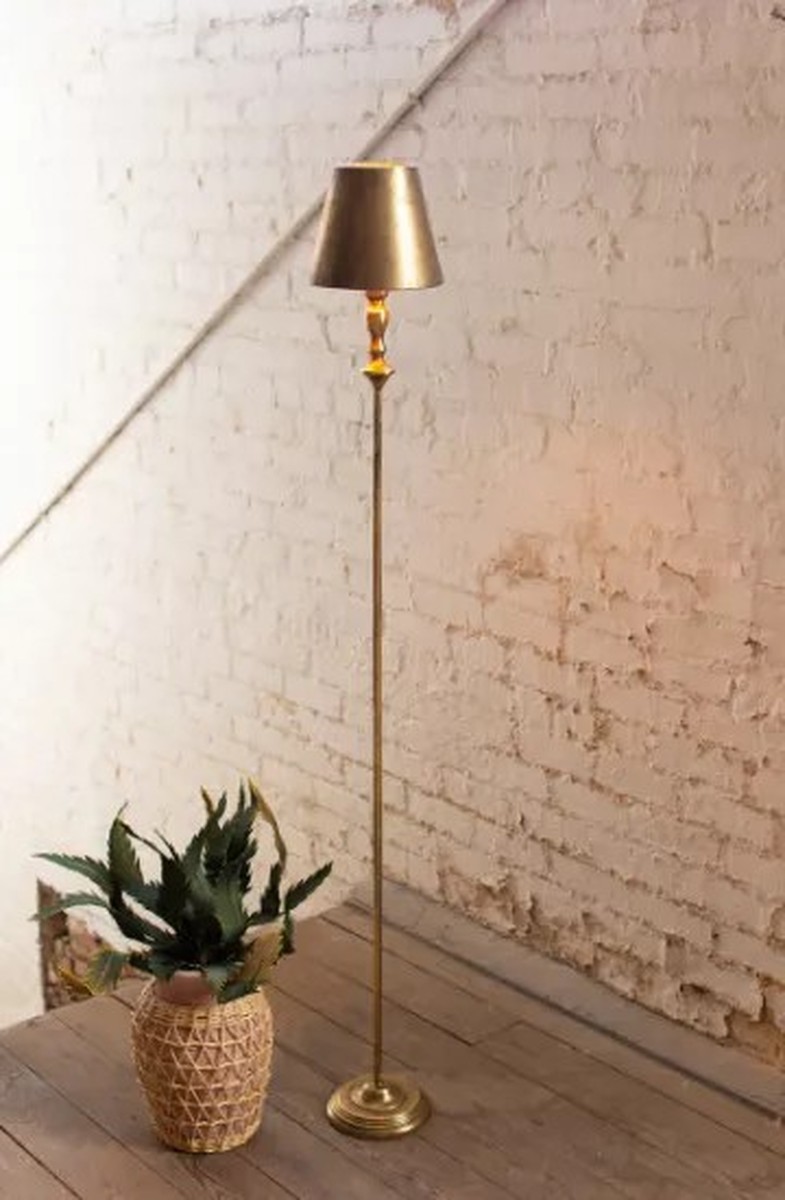 Antique Gold Floor Lamp With Metal Shade