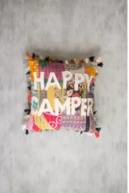 Happy Camper Kantha Pillow