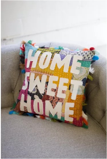 Home Sweet Home Kantha Pillow