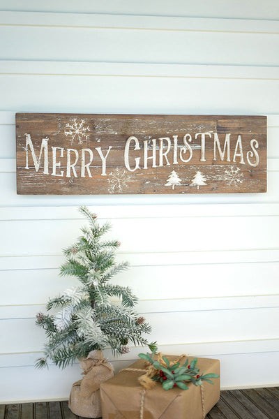 Merry Christmas Sign On Recycled Wood