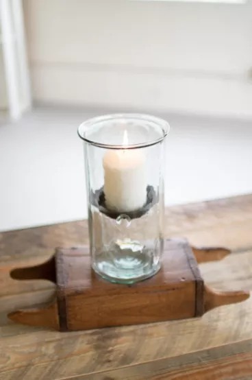 Mini Glass Candle Cylinders W Rustic Insert