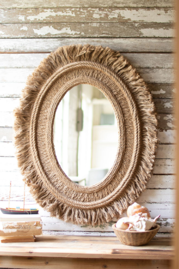 Oval Mirror With Jute Detail 30" X 37"