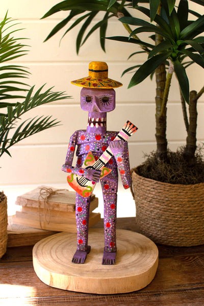 Painted Wooden Skeleton Guitarist