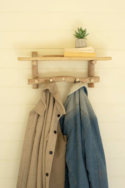 Reclaimed Wood Shelf With Coat Rack