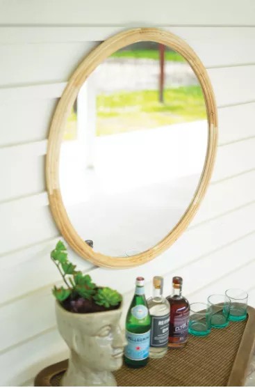 Round Wood Framed Mirror