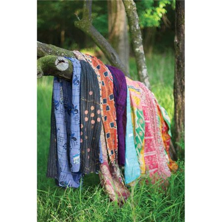 Set Of 6 Recycled Kantha Throws-Assorted Sizes And Patterns Approx. 55" X 80"