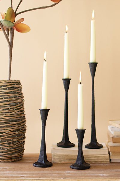 Set Of Four Cast Iron Taper Candle Holders