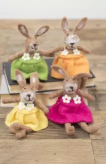 Set Of Four Felt Rabbits-One Each Color