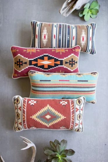 Set Of Four Printed Lumbar Pillows - One Each