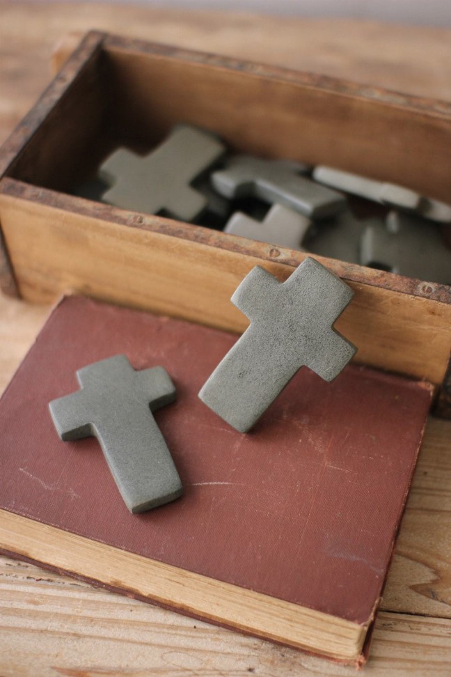 Set Of Six Hand Carved Stone Crosses