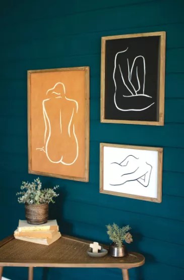 Set Of Three Framed Nude Prints Under Glass
