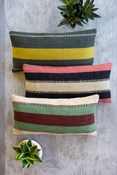 Set Of Three Jute Lumbar Pillows - One Each Design