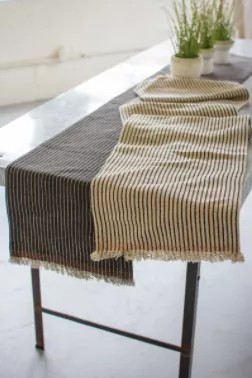 Set Of Two Cotton And Jute Table Runners