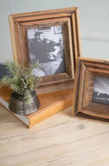 Set Of Two Recycled Natural Wood Photo Frames