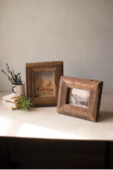Set Of Two Recycled Wooden Photo Frames