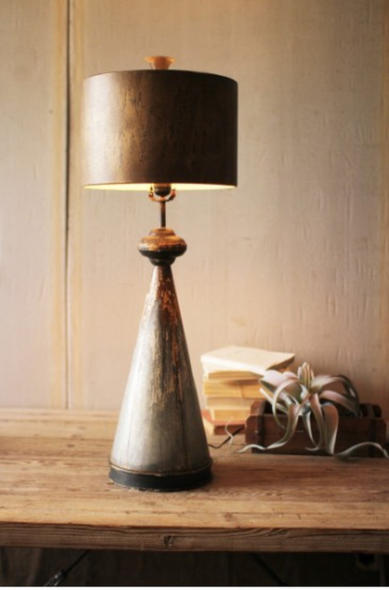Table Lamp With Metal Base And Shade 16"D X 33"T