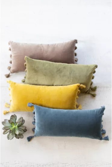 Velvet Lumbar Pillow - Cobblestone