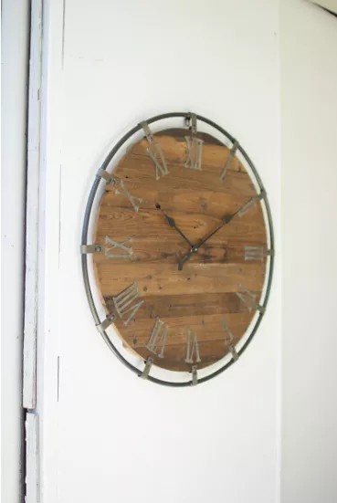 Wooden Wall Clock With Metal Frame