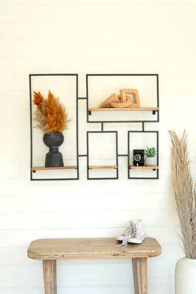 Four Wooden Shelves With Iron Frame