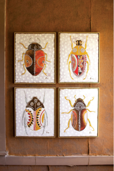 Oil Painting - Set Of 4 Beetles 16.5" X 20.5"T