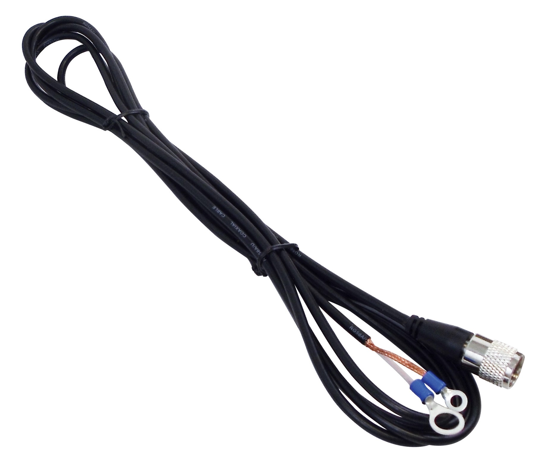 Kalibur 12 Foot Black Rg58A/U 95% Shielded Coax Cable Assembly With A Molded Pl259 Connector And Ring Terminal Ends