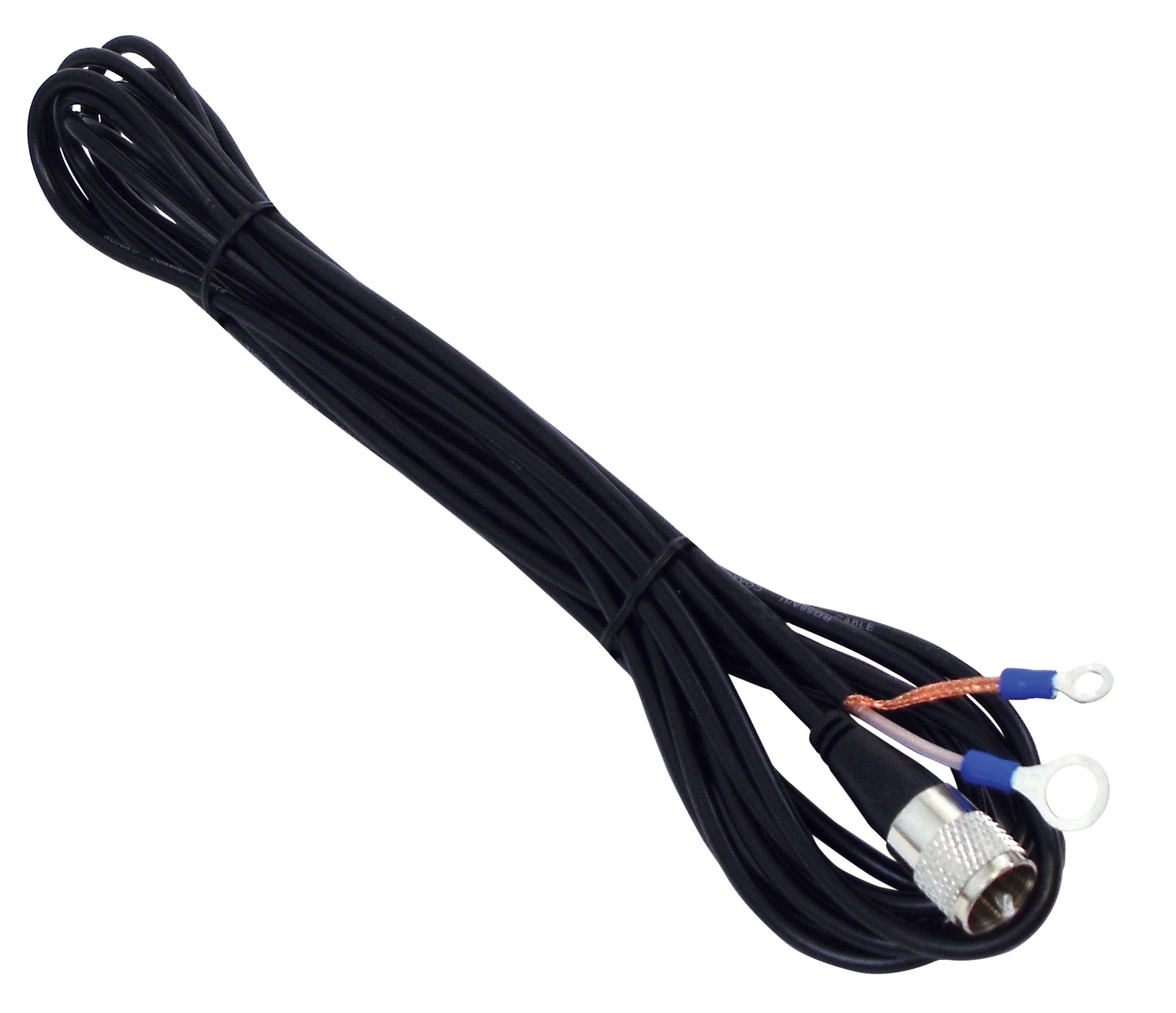Kalibur 18 Foot Black Rg58A/U 95% Shielded Coax Cable Assembly With A Molded Pl259 Connector And Ring Terminal Ends