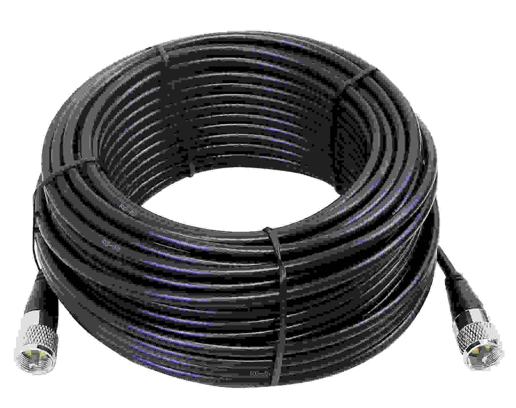 Kalibur 75 Foot Black Rg8X Coax Cable Assembly With Molded Pl259 Connectors On Each End