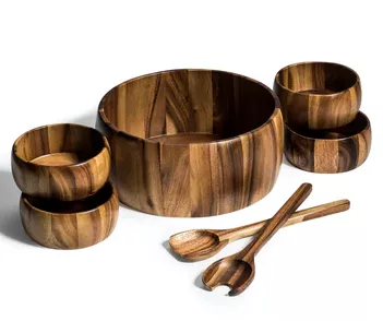 7 Piece - X-Large Salad Bowl with Servers and 4 Individuals
