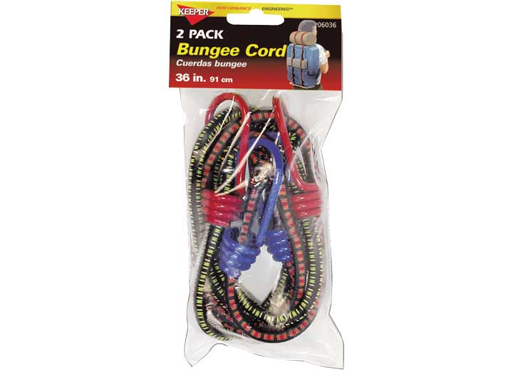 36IN BUNGEE CORD, COATED HOOKS, 2 PACK