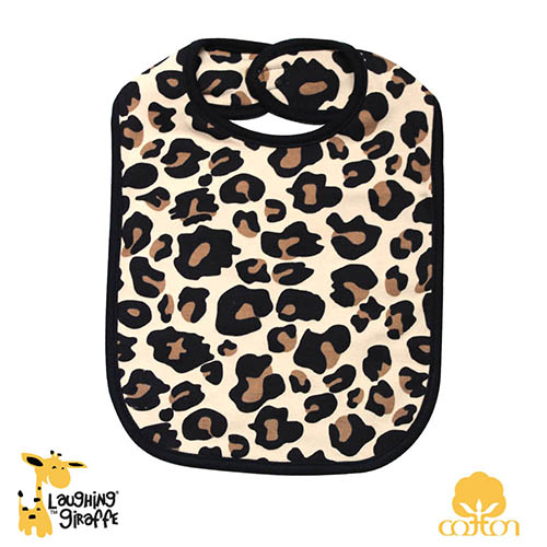 The Laughing Giraffe Baby Bibs With Velcro Closure One Size Tan Leopard Style #LG2480T