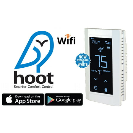 King Electric Hoot WiFi Line Voltage Smart Programmable Thermostat, 120/208/240V, Single Pole, White
