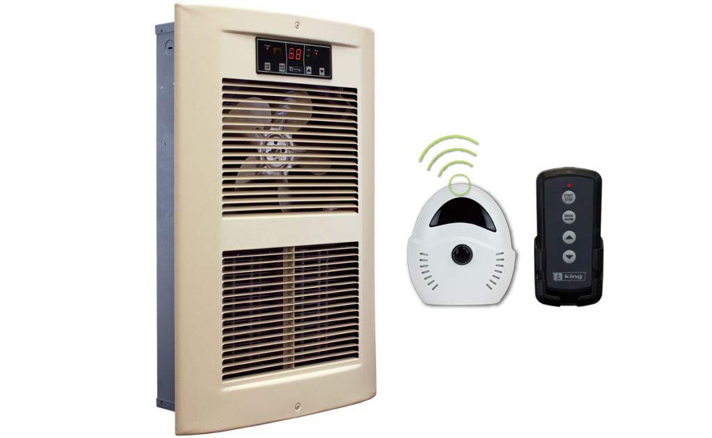 King Electric LPW ECO2S Electronic 2-Stage Wall Heater w/ Remote, 4500W / 240V, Almondine