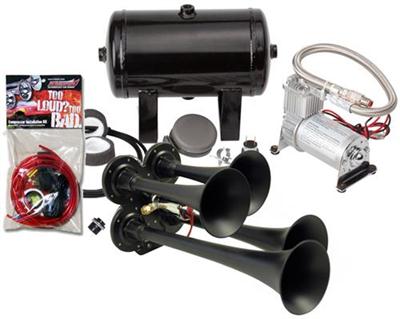 COMPLETE QUAD AIR HORN PACKAGE WITH WITH BLACK XCR 2.0 COATING AND 130 PSI SEALED AIR SYSTEM