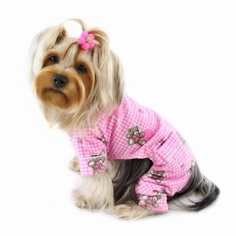 Adorable Teddy Bear Love Flannel PJ - Small Pink